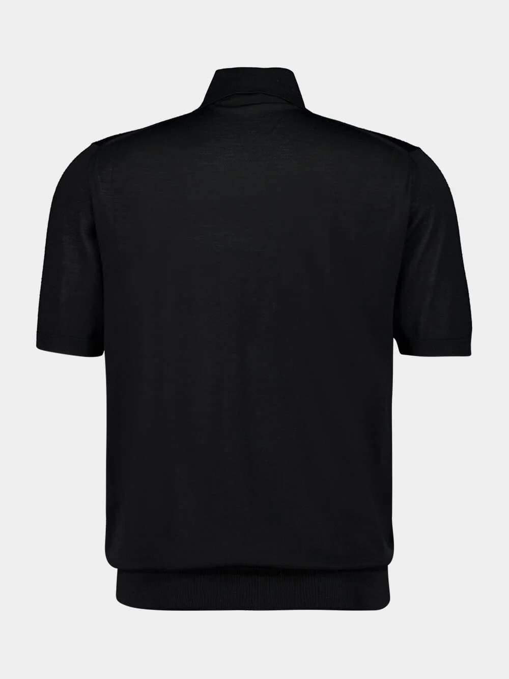 Black Superfine Wool Polo Shirt - Image 4