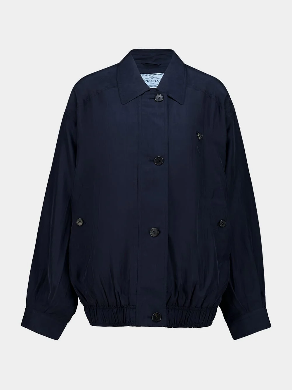 Blue Buttoned Silk Jacket