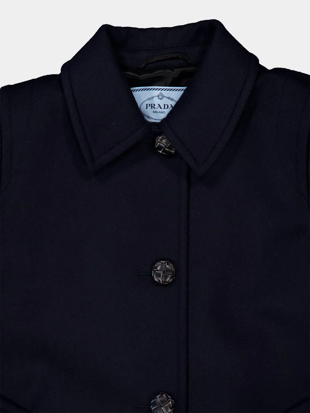 Blue Virgin Wool Coat with Leather Buttons - Image 3