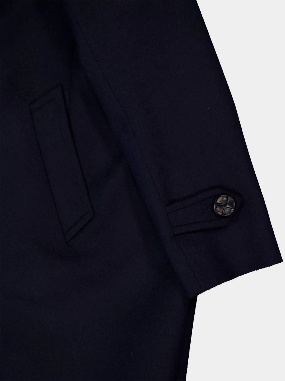 Blue Virgin Wool Coat with Leather Buttons - Image 4