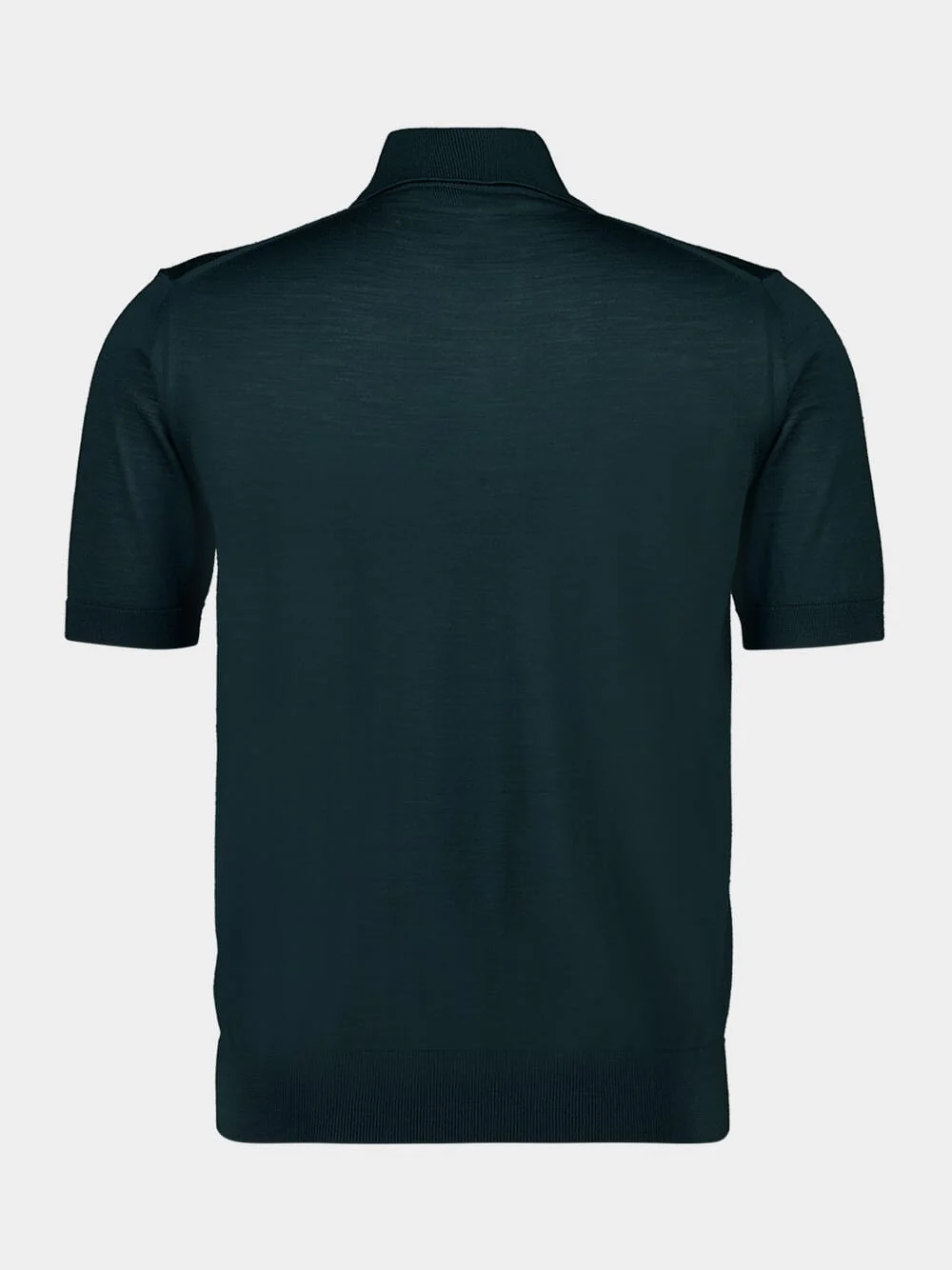 Bottle Green Superfine Wool Polo Shirt - Image 3
