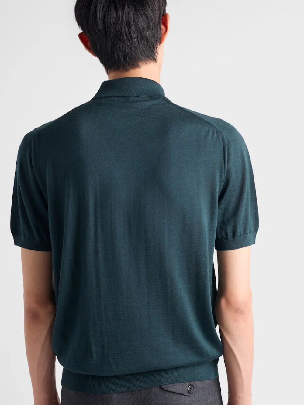 Bottle Green Superfine Wool Polo Shirt - Image 4