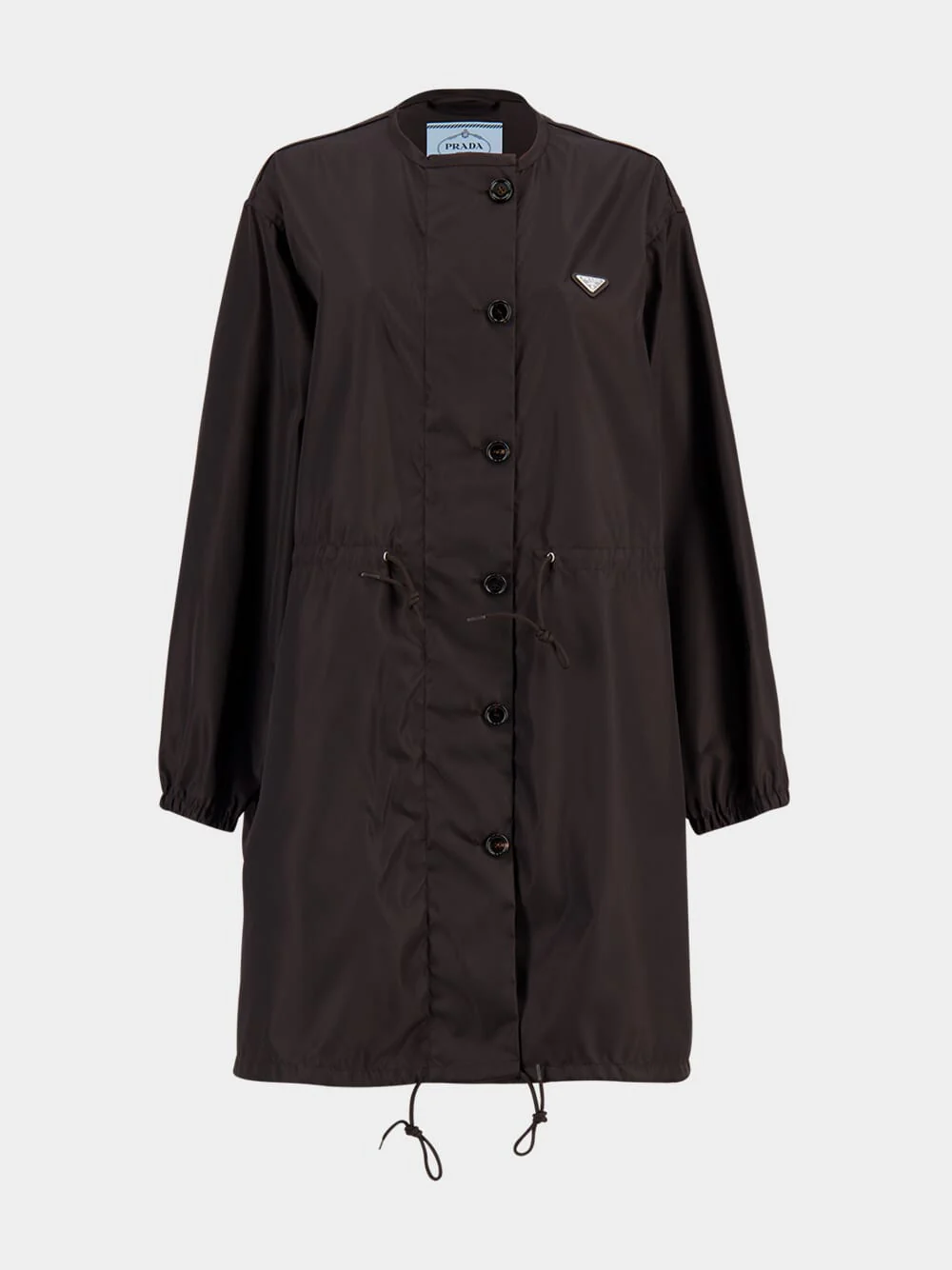 Brown Re-Nylon Buttoned Raincoat