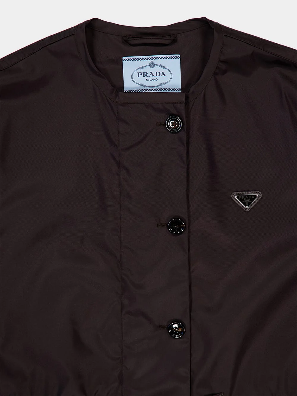 Brown Re-Nylon Buttoned Raincoat - Image 3