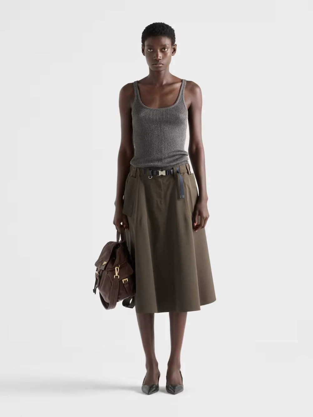 Camouflage Green Technical Circle Skirt