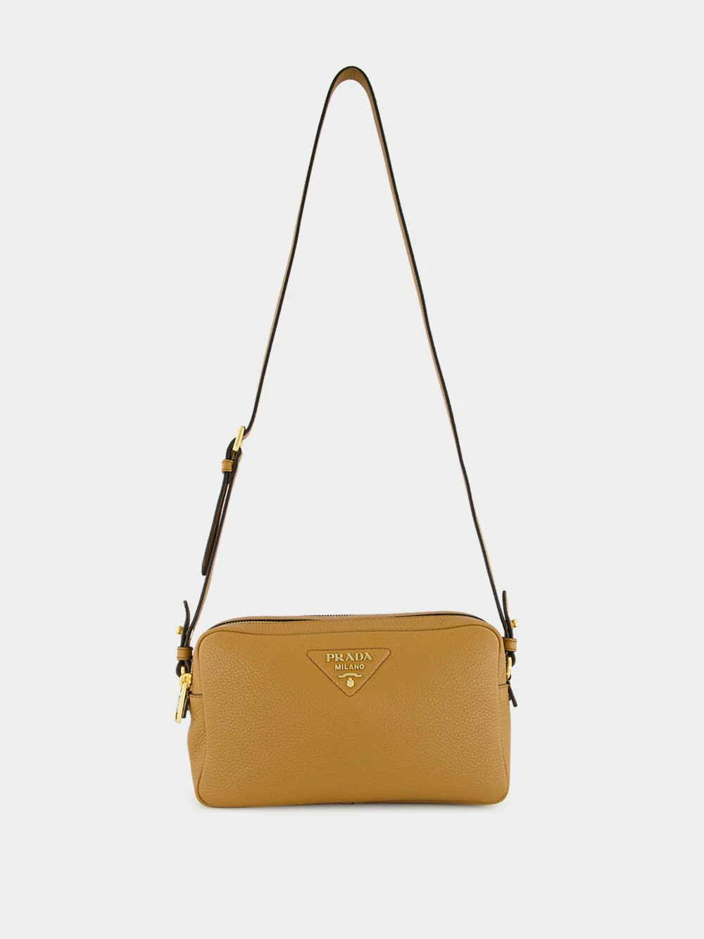 Caramel Double-Zip Leather Crossbody Bag - Image 2