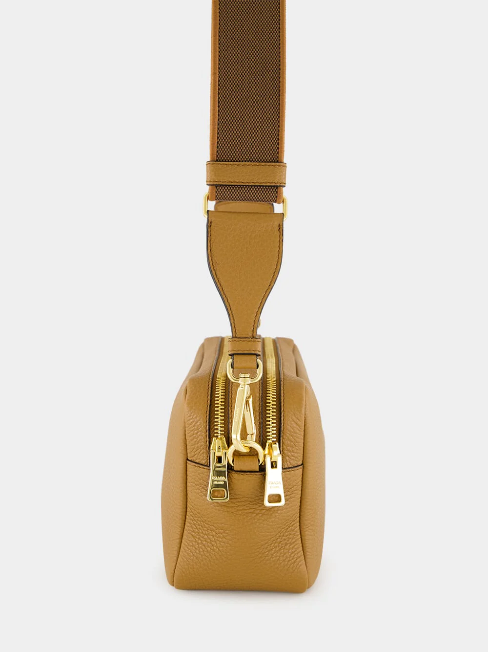 Caramel Double-Zip Leather Crossbody Bag - Image 4