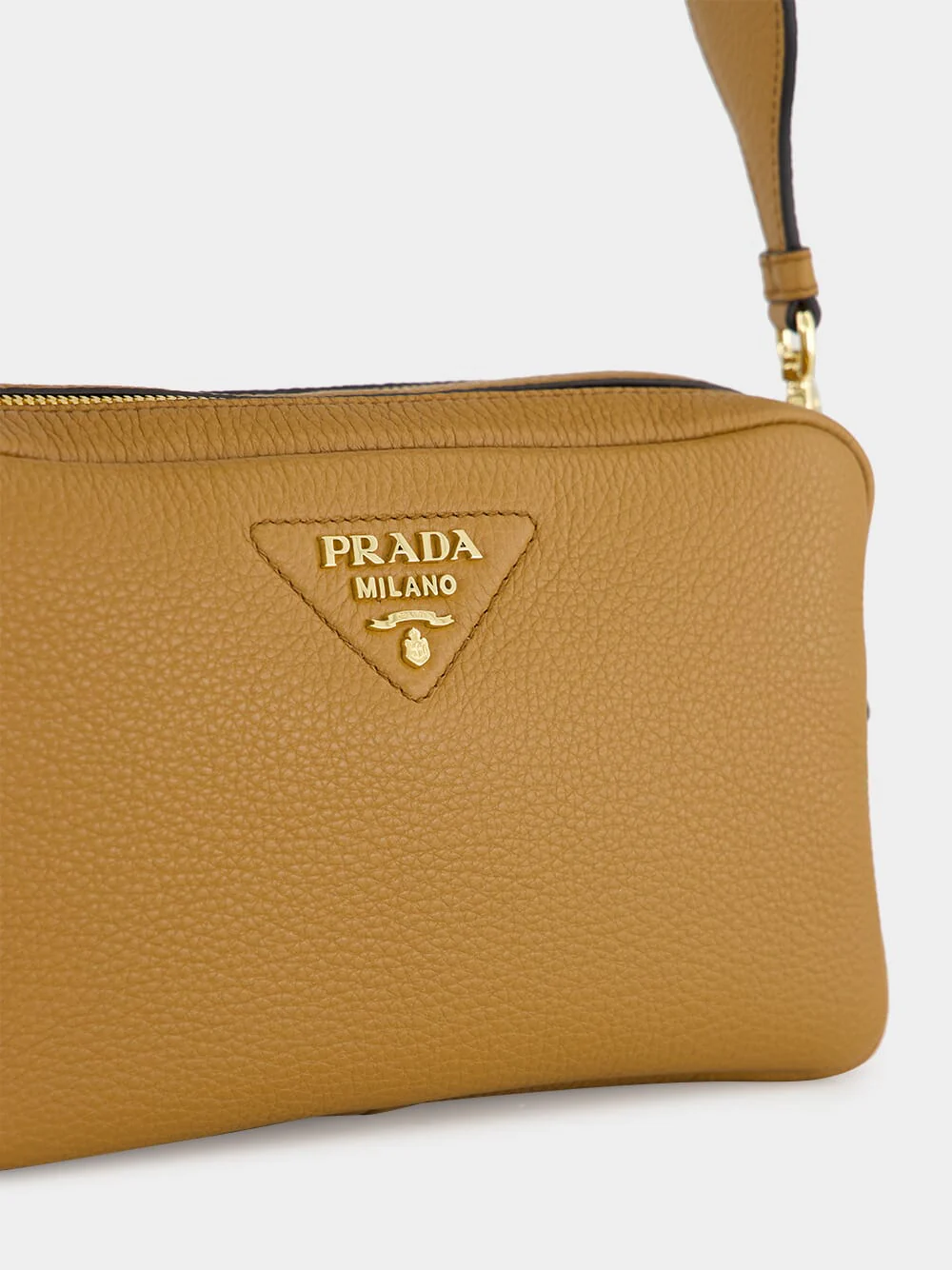 Caramel Double-Zip Leather Crossbody Bag - Image 7
