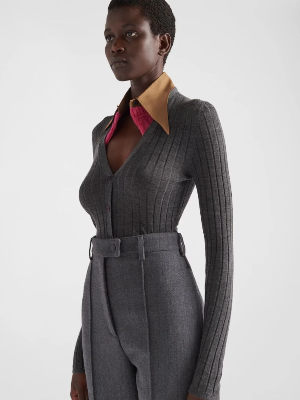 Cashmere-Silk Ribbed Knit Cardigan - Image 2