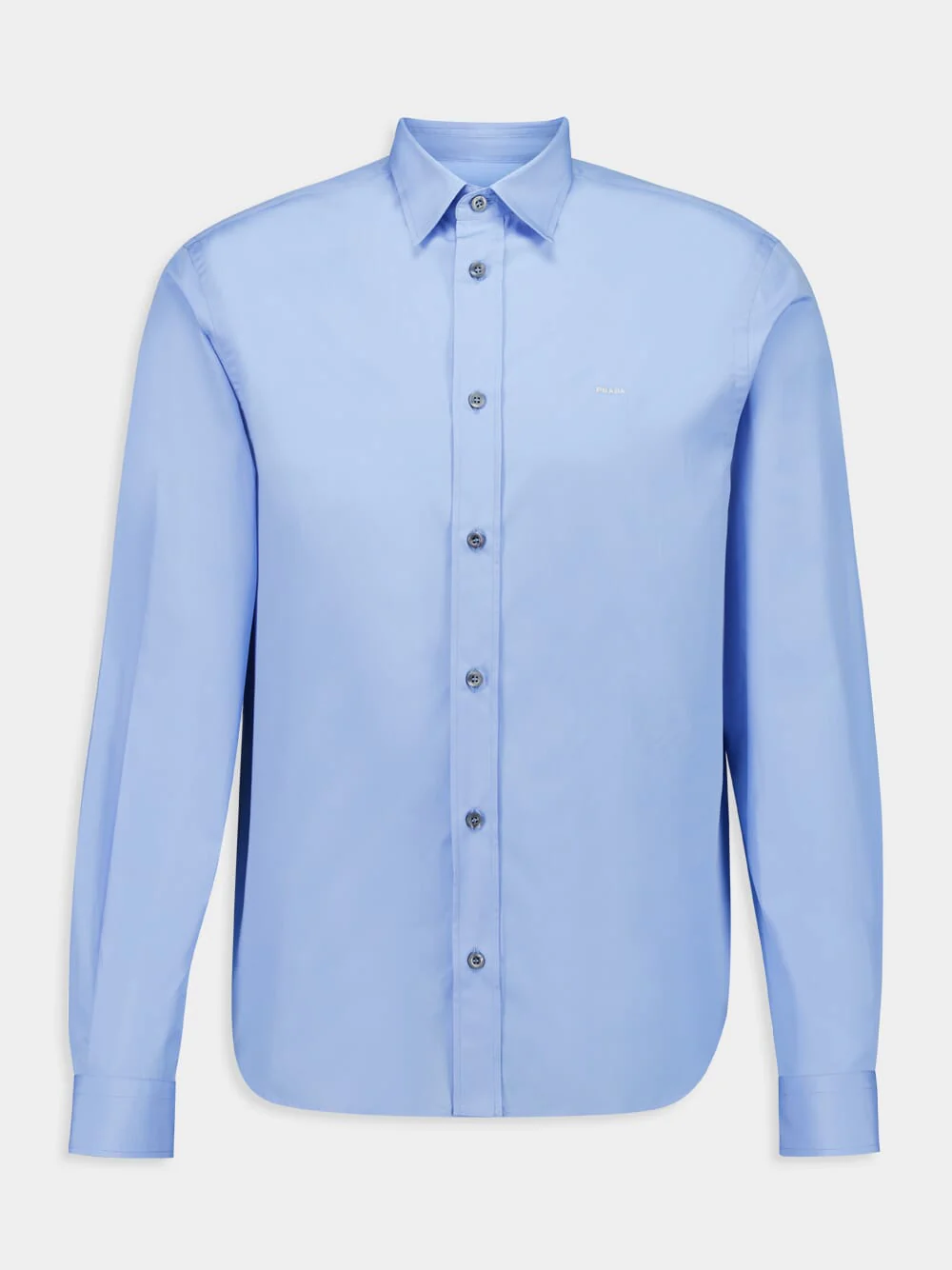 Celeste Blue Cotton Shirt with Pearl Buttons