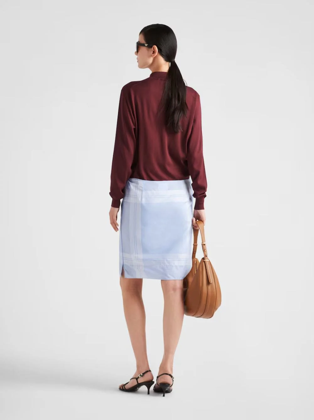 Amaranth Red Long-Sleeved Silk Polo Shirt - Image 3