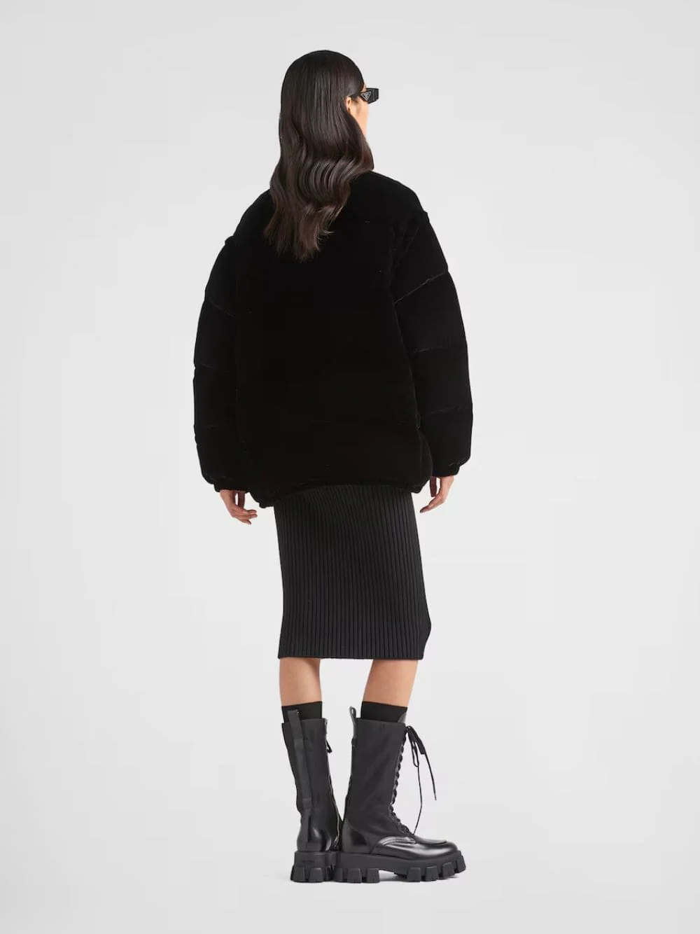 Black Convertible Velvet Down Jacket - Image 3
