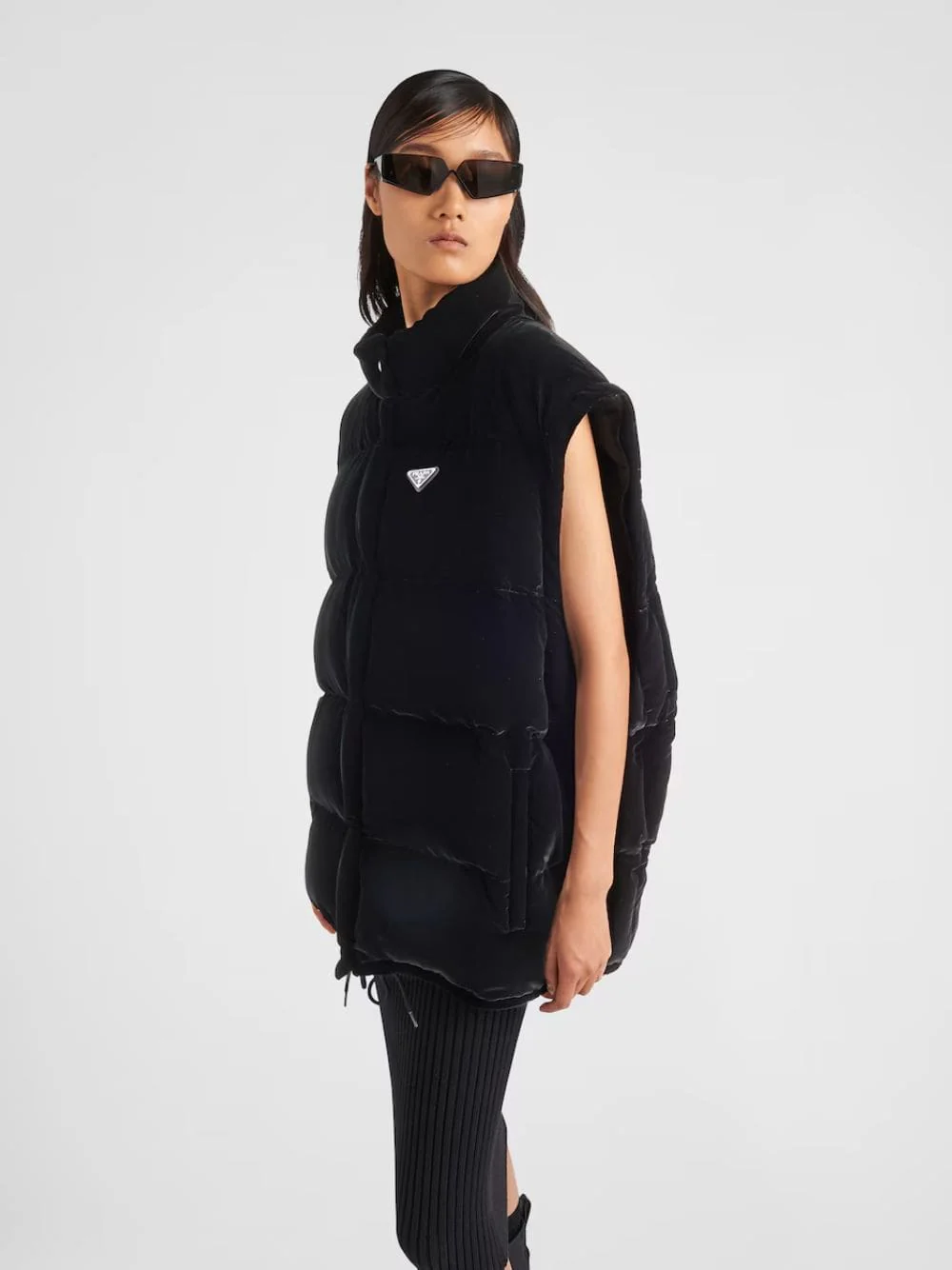 Black Convertible Velvet Down Jacket - Image 5