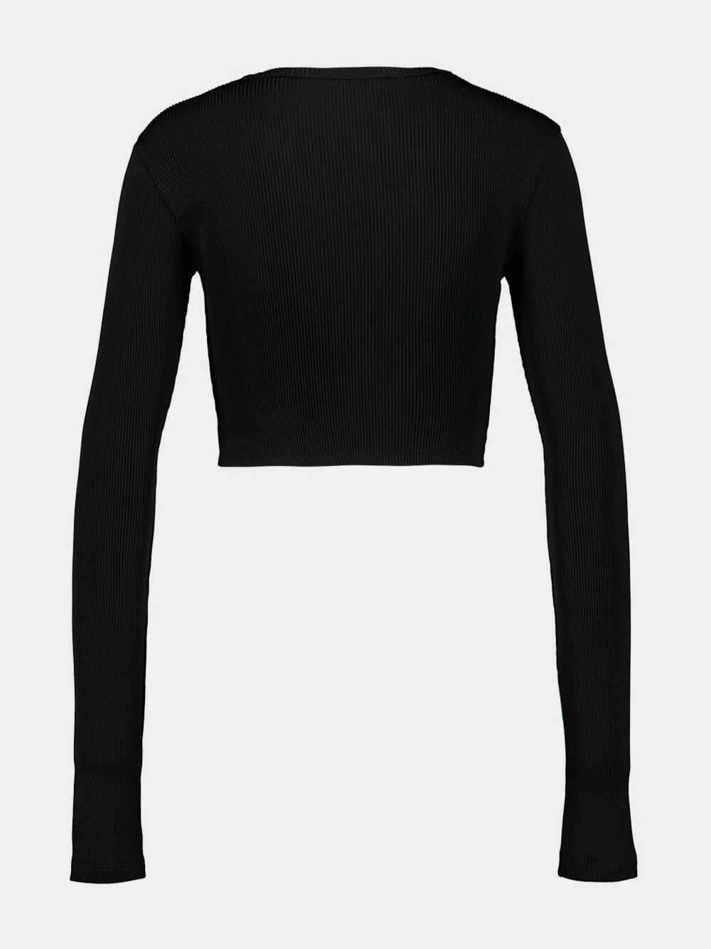 Black Cropped Long-Sleeve Top - Image 2