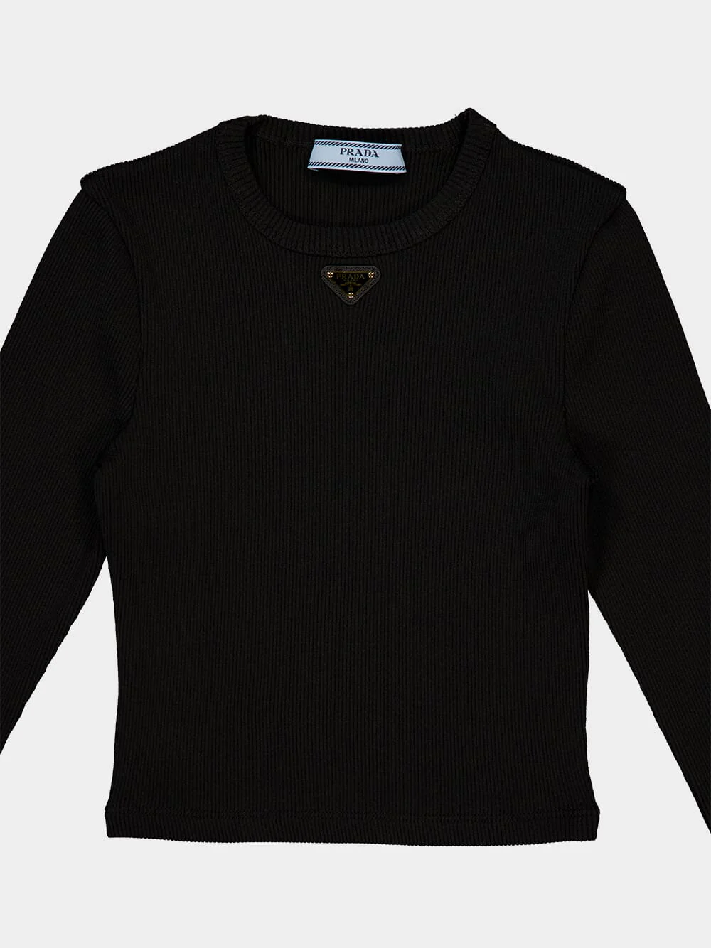 Black Cropped Long-Sleeve Top - Image 3