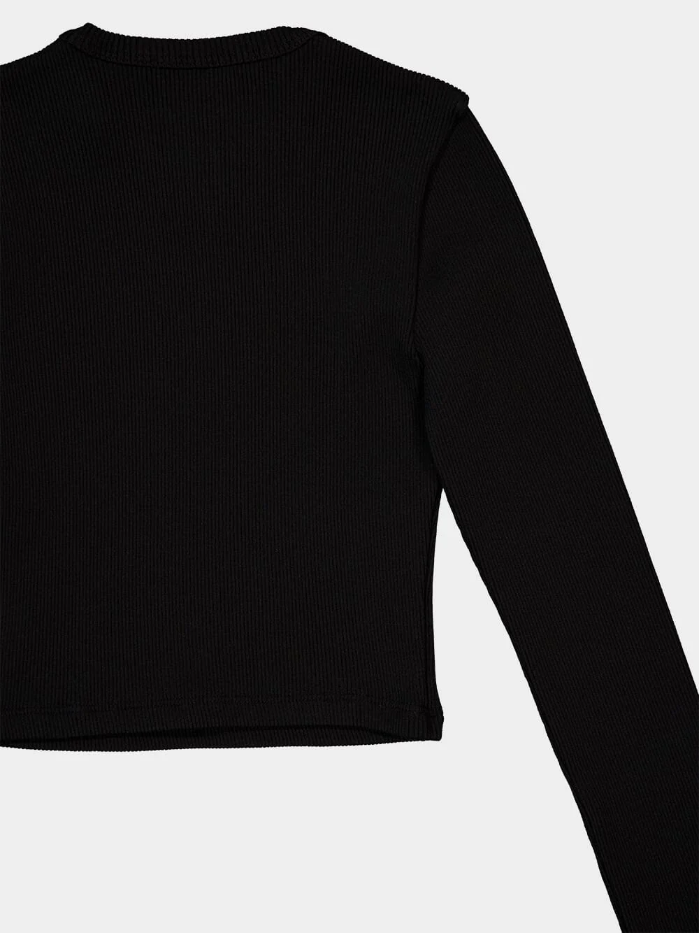 Black Cropped Long-Sleeve Top - Image 4