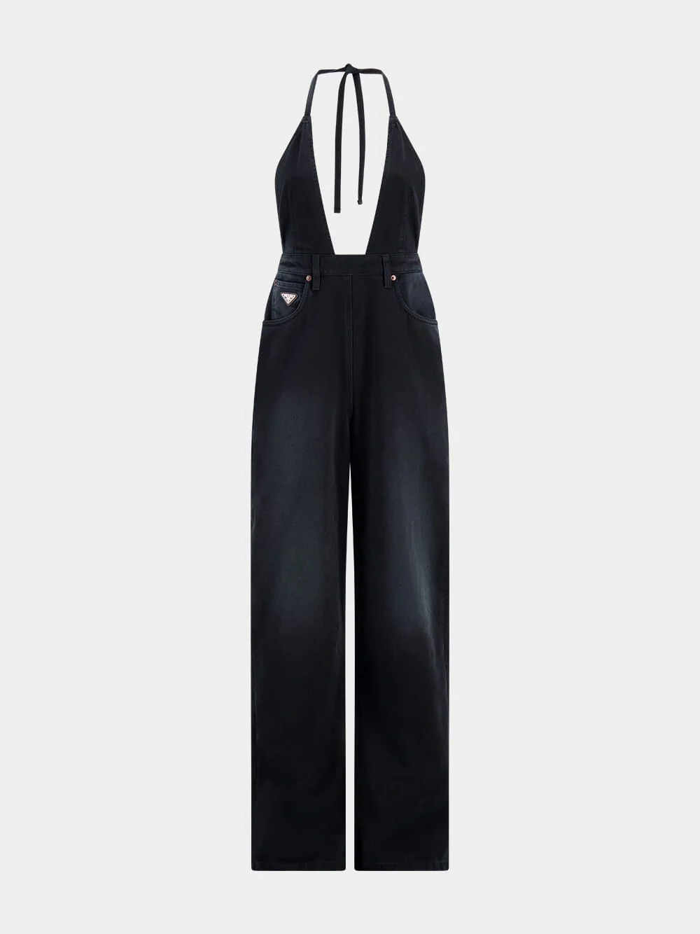 Black Denim Halterneck Jumpsuit