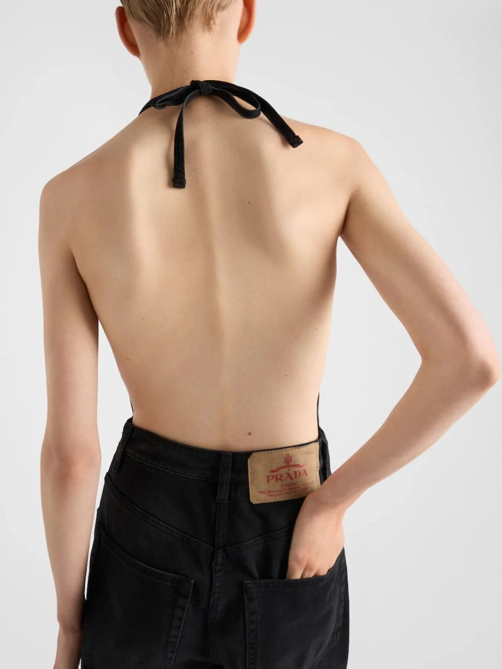 Black Denim Halterneck Jumpsuit - Image 4