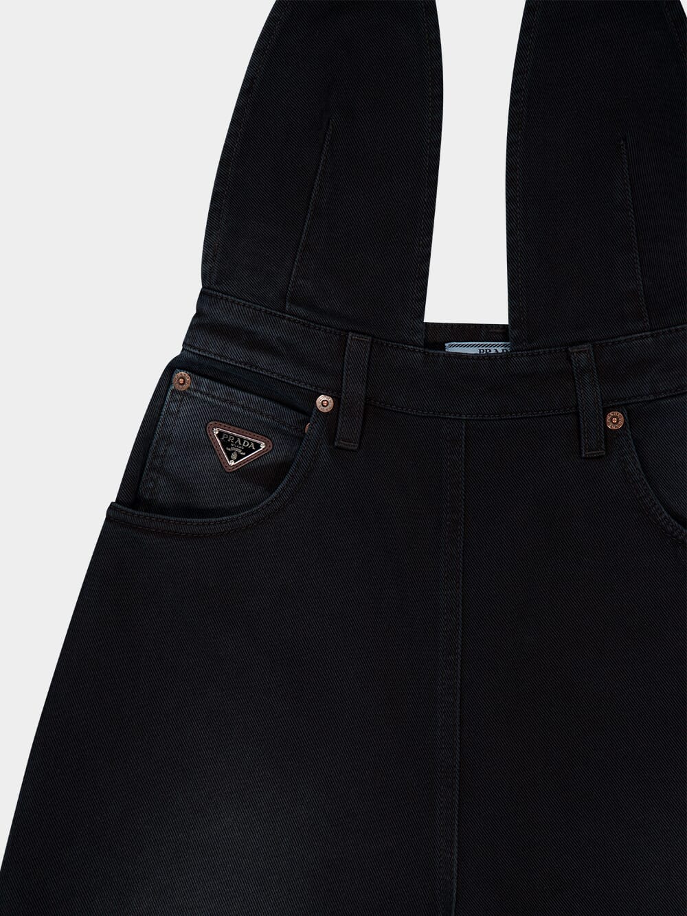 Black Denim Halterneck Jumpsuit - Image 6