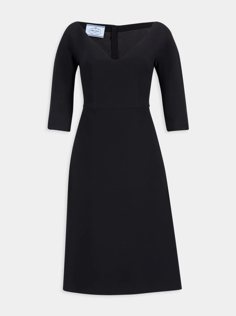 Black Silk-Blend V-Neck Midi Dress