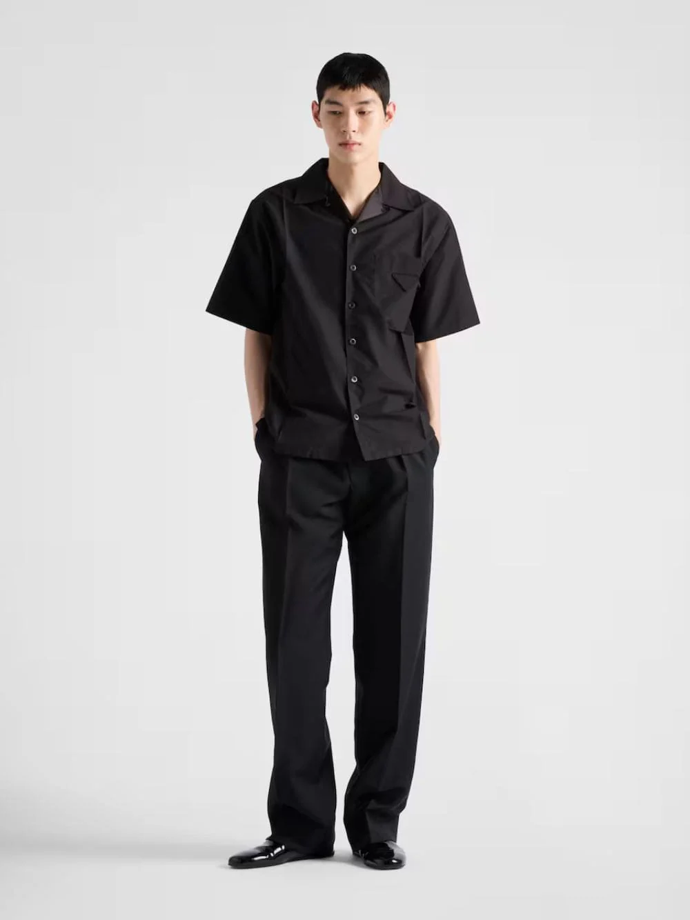 Black Technical Cotton Short-Sleeved Shirt - Image 2