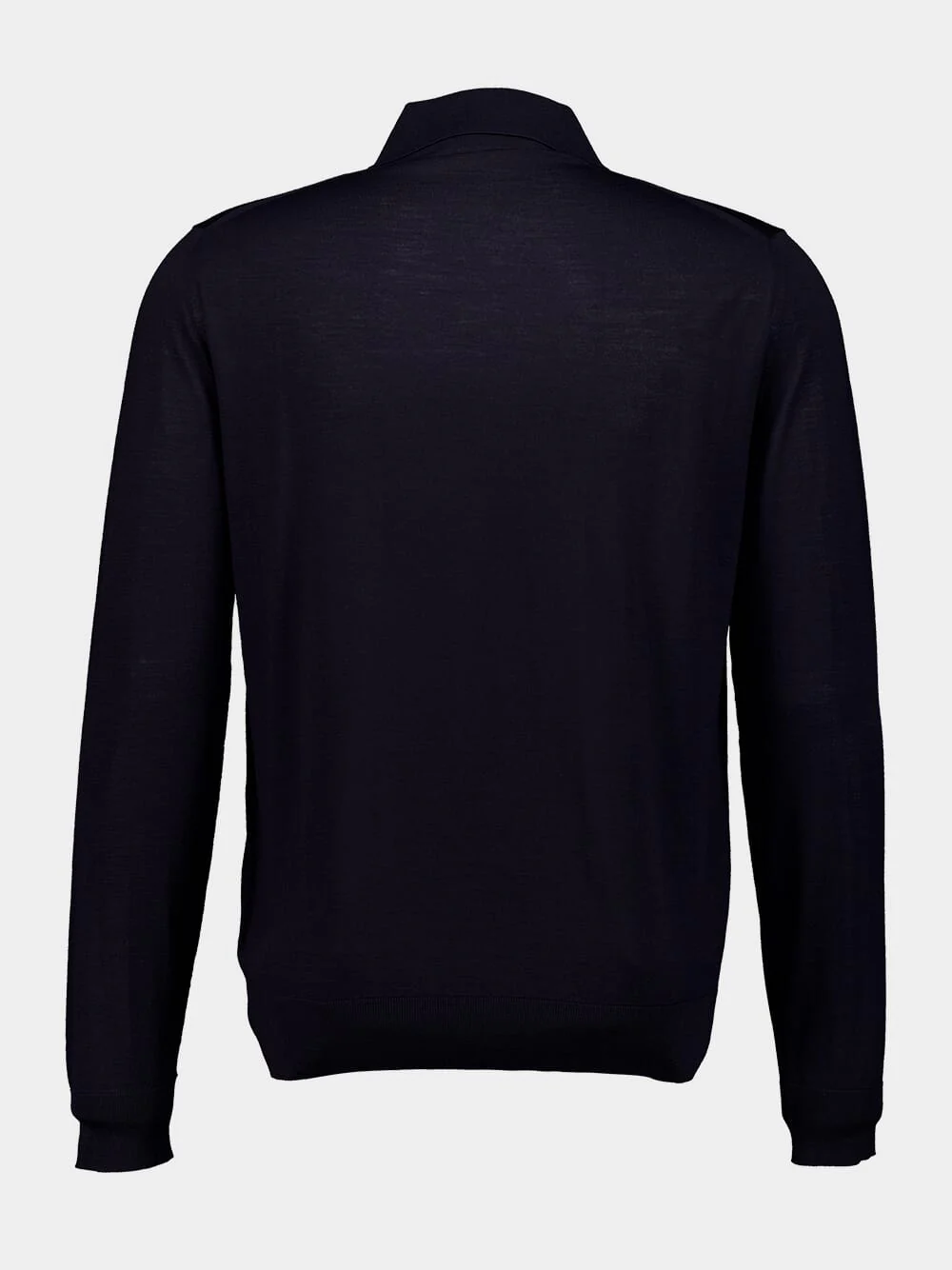 Blue Superfine Wool Polo Shirt - Image 3