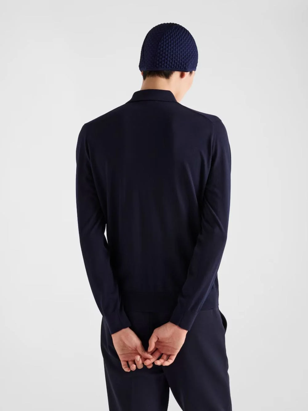 Blue Superfine Wool Polo Shirt - Image 4