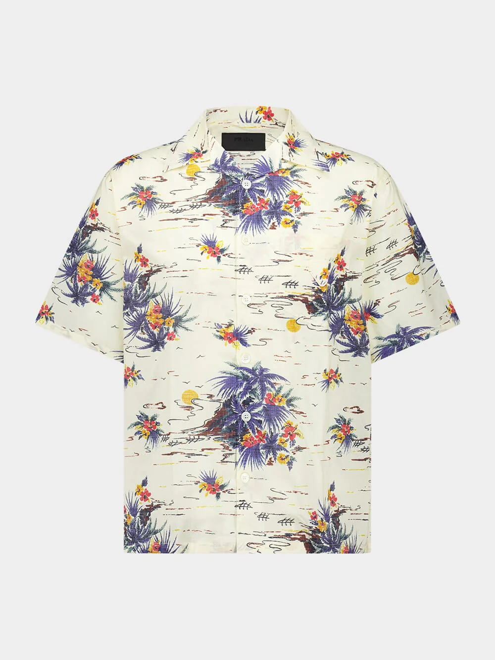 Cream Hawaii Print Short-Sleeve Shirt