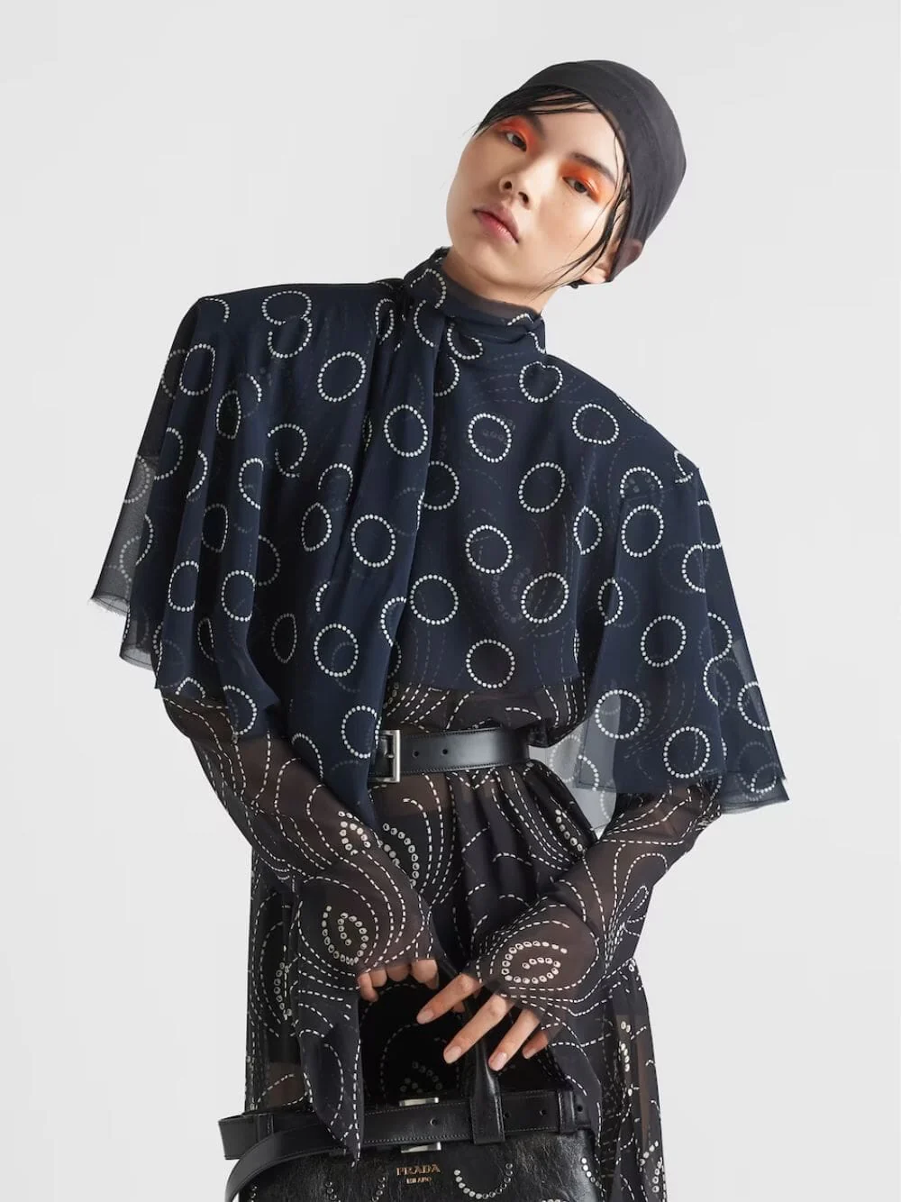 Dots Print Silk Cape