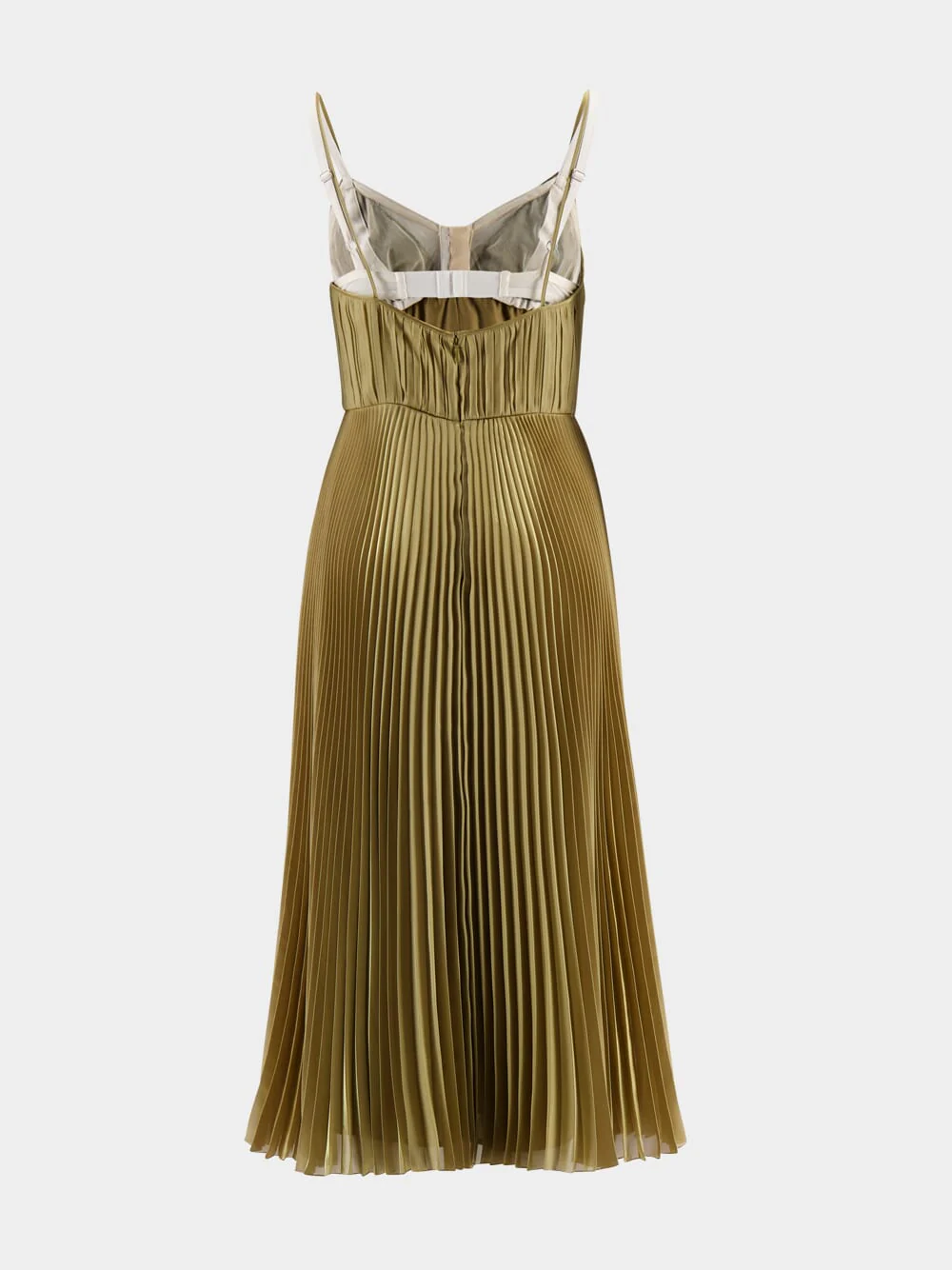 Gold Pleated Midi Dress - Image 2