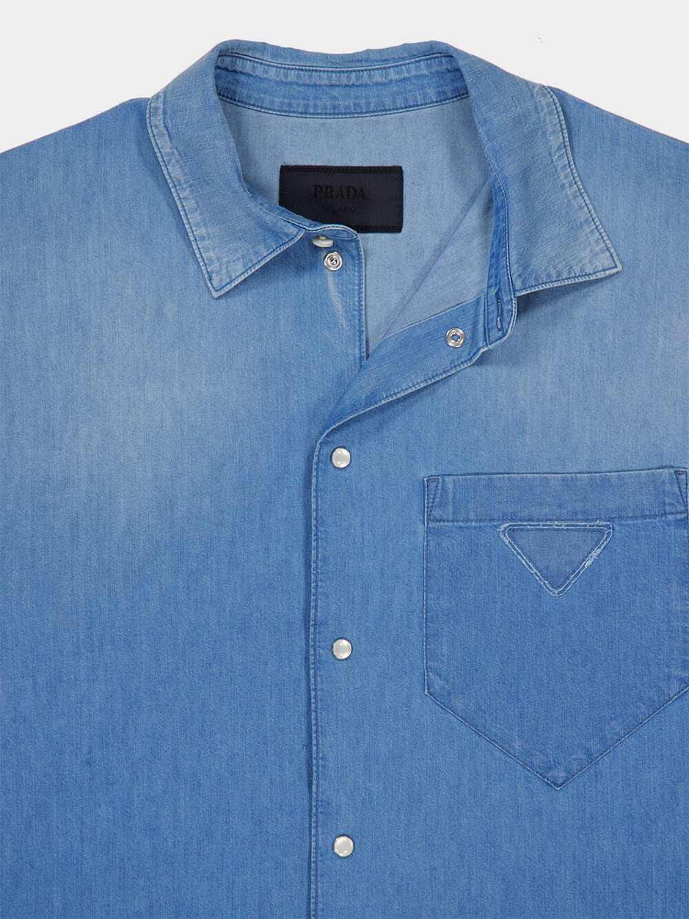 Light Blue Denim Shirt with Mother-of-Pearl Buttons - Image 3