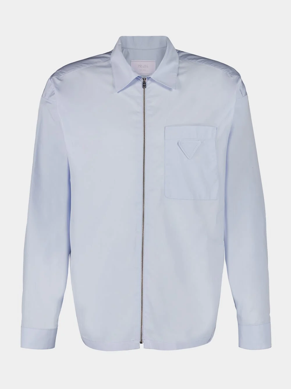 Light Blue Poplin Shirt with Zipper