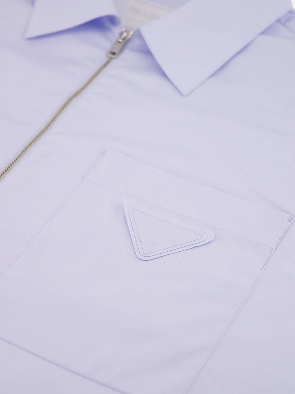Light Blue Poplin Shirt with Zipper - Image 4