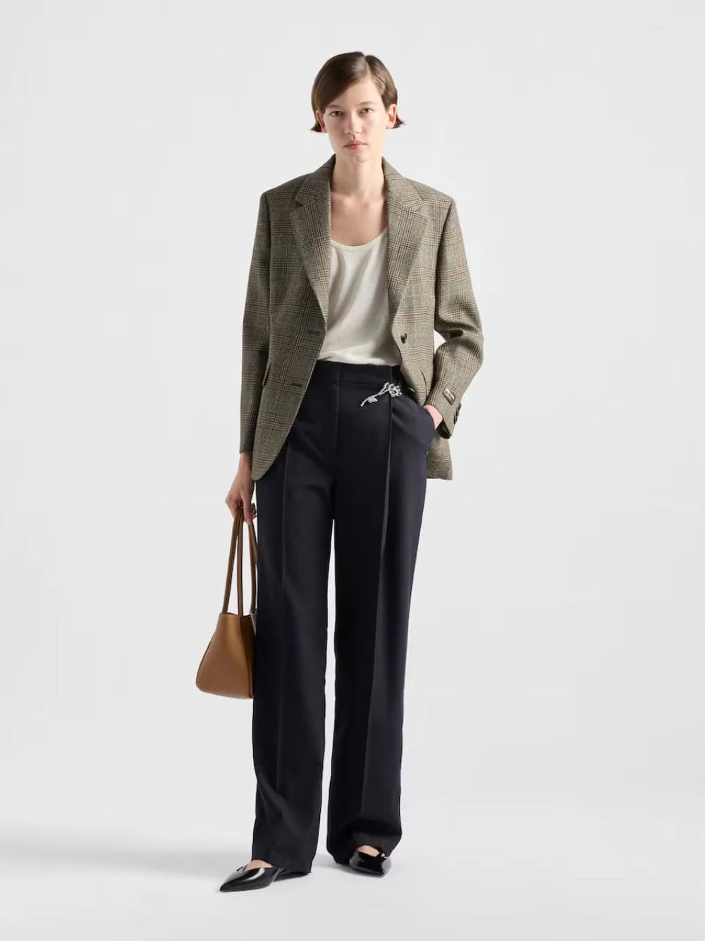 Navy Old-Wash Gabardine Pants with Brooch - Image 2