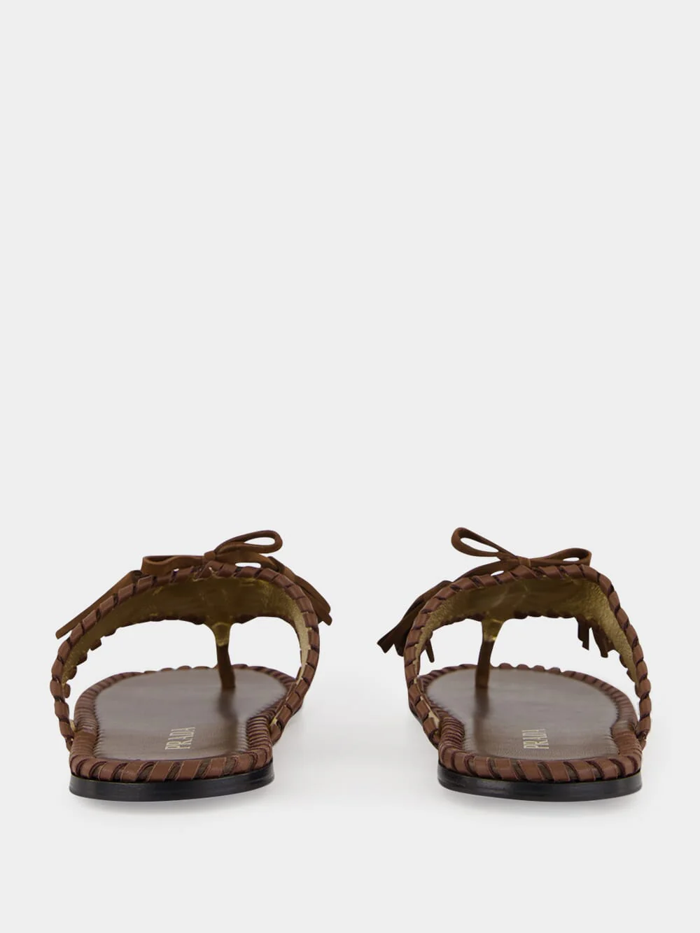 Cocoa Brown Braided Leather Thong Sandals - Image 5