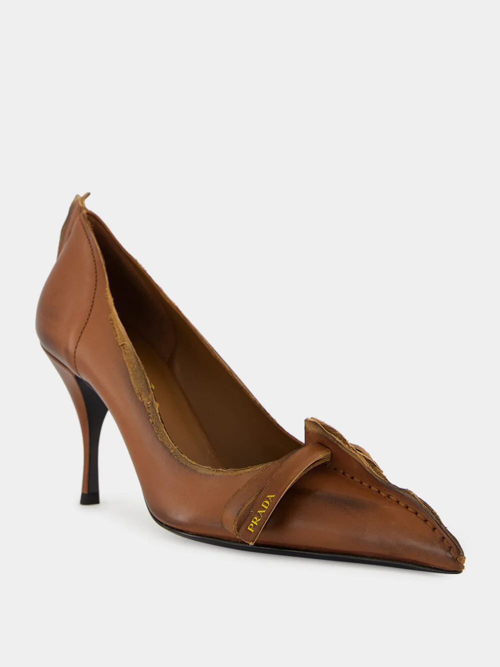 Cocoa Brown Mid-Heel Leather Pumps - Image 2