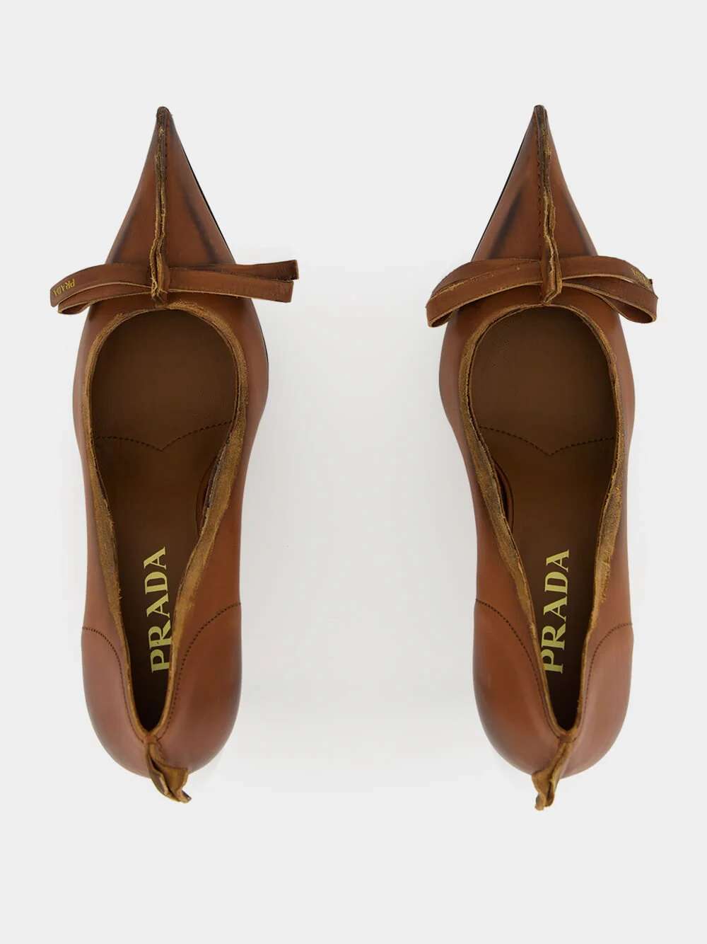 Cocoa Brown Mid-Heel Leather Pumps - Image 4