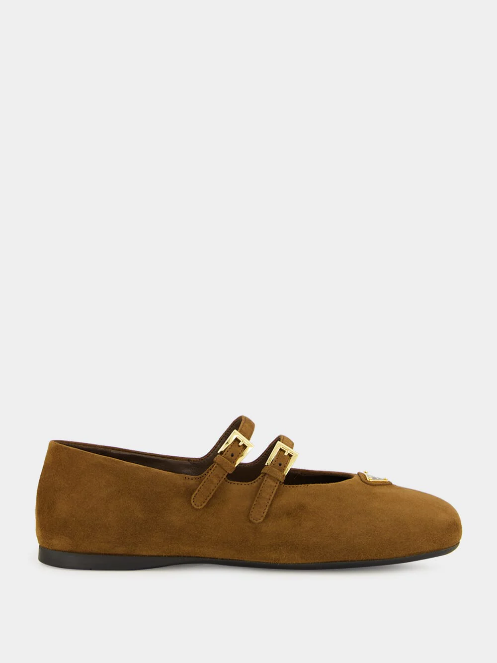 Cocoa Brown Suede Double-Strap Ballerinas