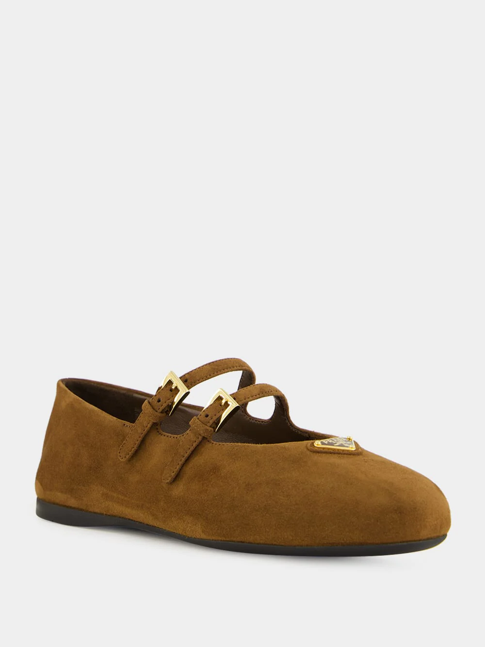 Cocoa Brown Suede Double-Strap Ballerinas - Image 2