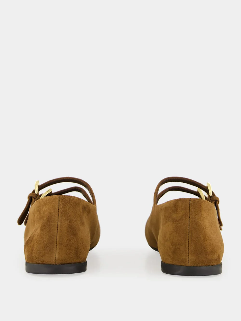 Cocoa Brown Suede Double-Strap Ballerinas - Image 5