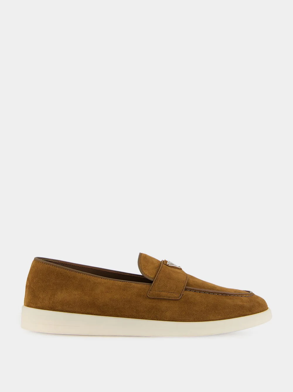 Cocoa Brown Suede Loafers with Logo Detail