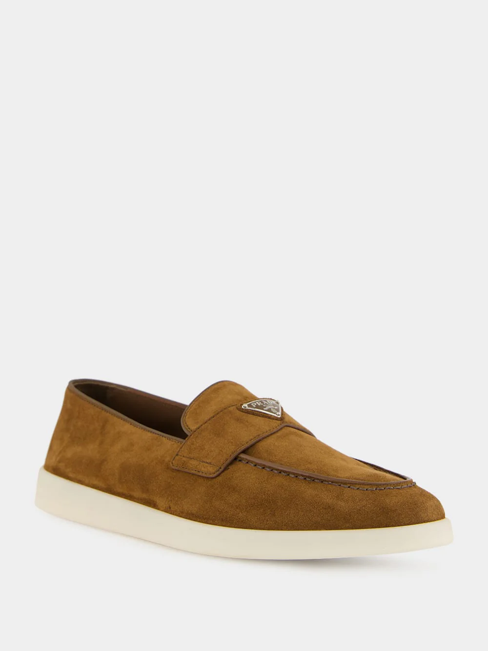 Cocoa Brown Suede Loafers with Logo Detail - Image 2