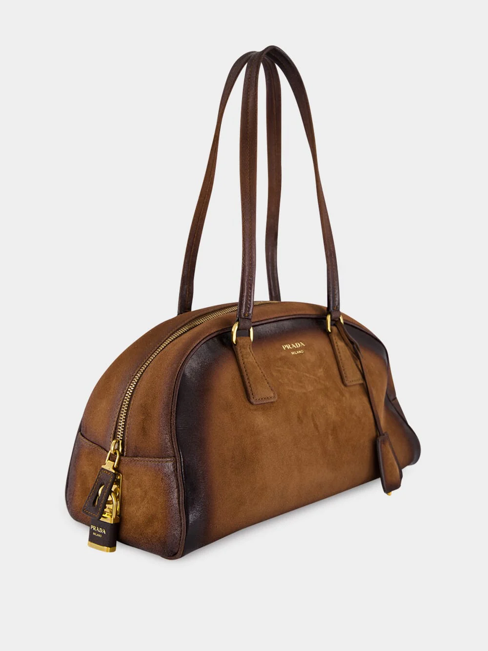 Cocoa Brown Suede Medium Bowling Bag - Image 2