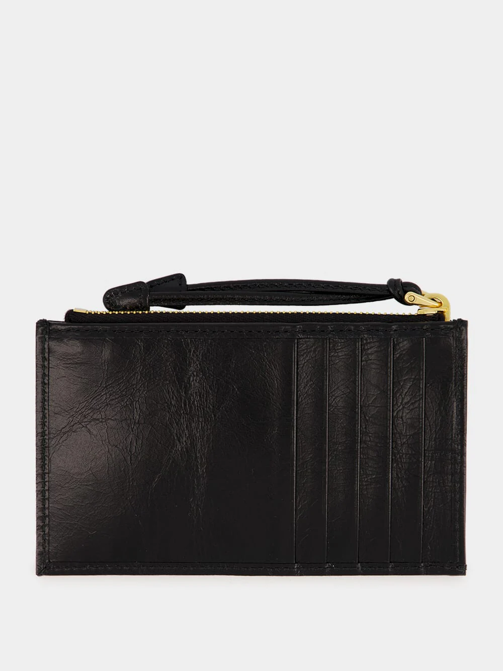 Black Leather Zip Card Holder - Image 2
