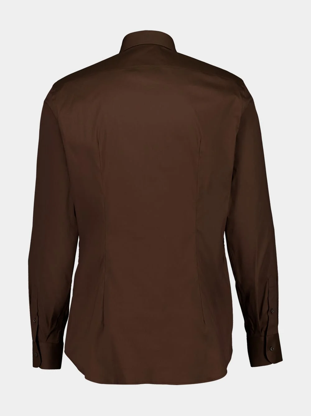 Ebony Brown Stretch Cotton Slim Shirt - Image 2
