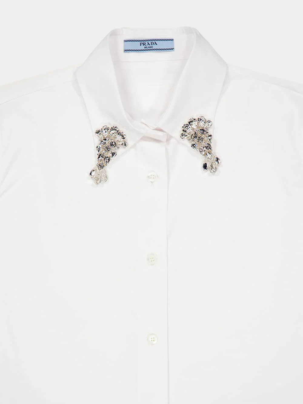 Embroidered Collar White Poplin Shirt - Image 3