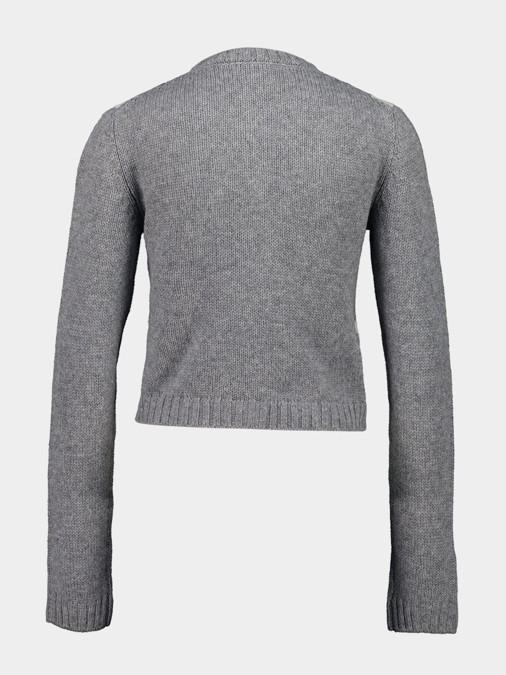 Grey Argyle Cashmere Buttoned Cardigan - Image 2