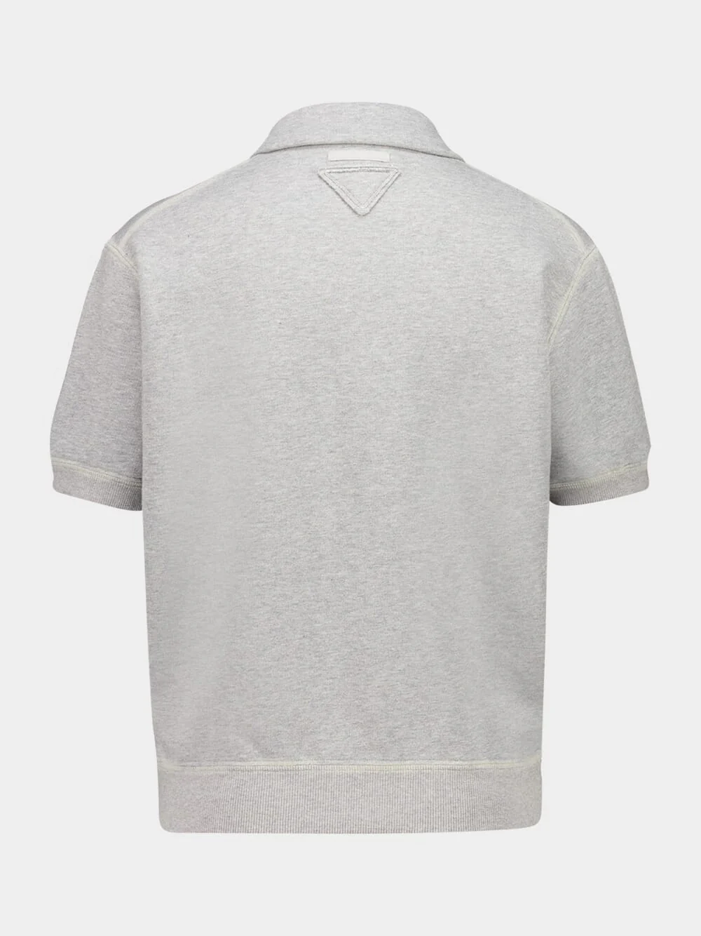Grey Cotton Polo Shirt with Pearl Buttons - Image 2