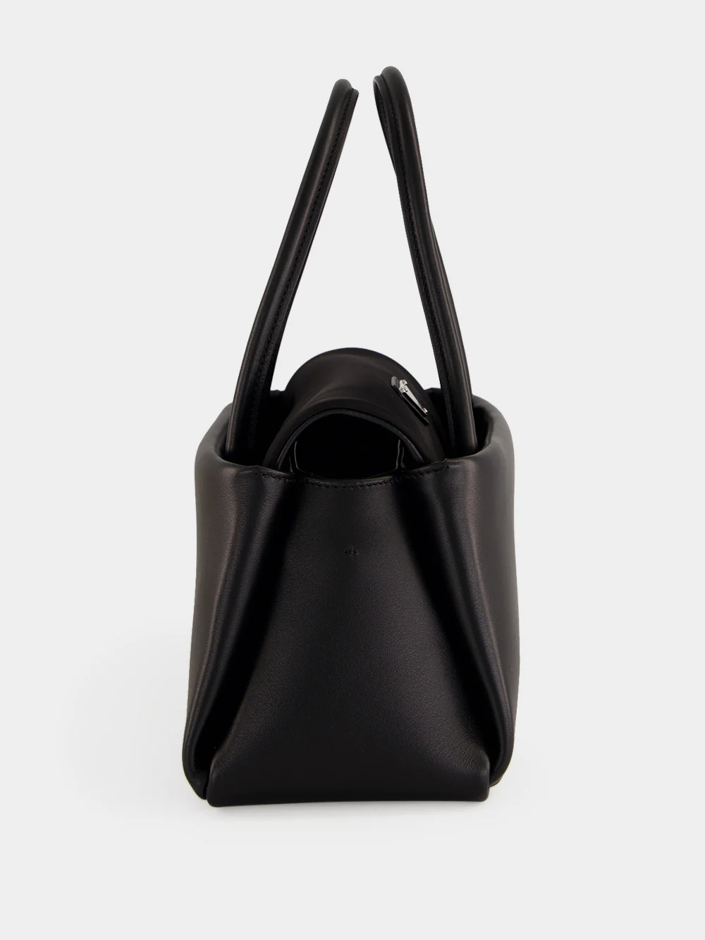 Black Leather Top Handle Bag - Image 4