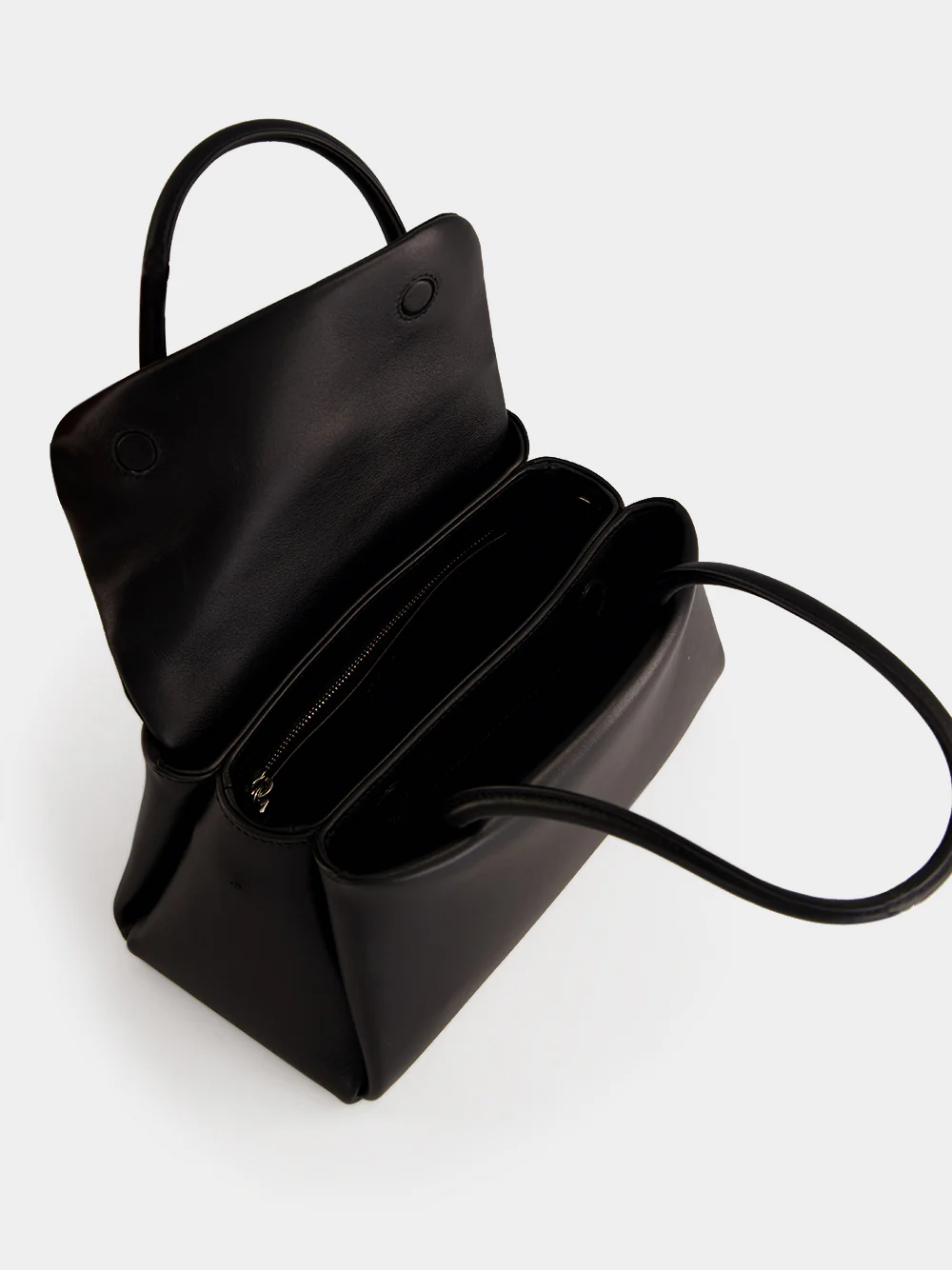 Black Leather Top Handle Bag - Image 6